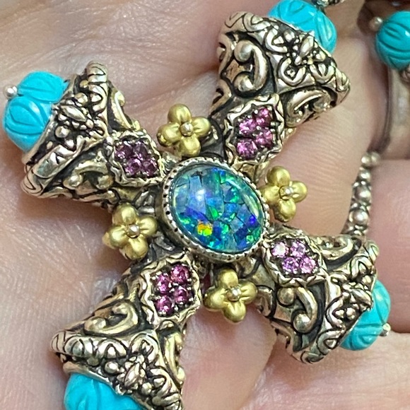 Barbara Bixby Opal Turquoise Cross NWOT - Picture 4 of 14